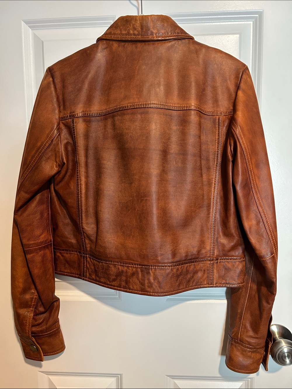 Micheal Kors Cropped Brown Leather Jacket Women's Size XS - Picture 3 of 5